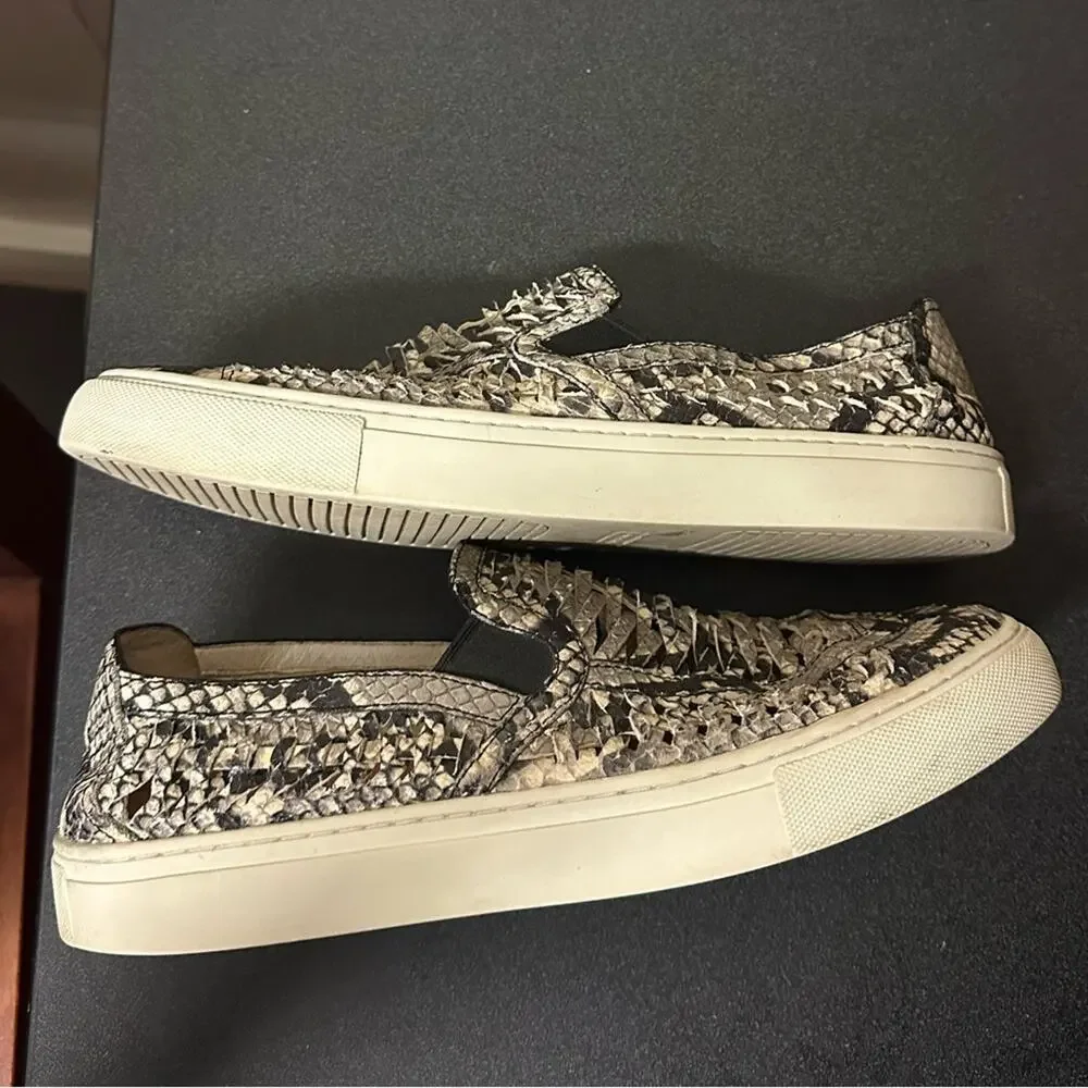 Tory Burch Huarache Weave Snakeskin Leather Slip On Sneaker Women's Size 9
